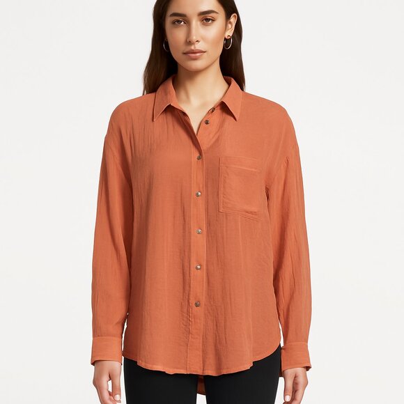 House of Harlow 1960 Crinkle Button Down Shirt Oversized Normcore Soft Girl XS - Picture 4 of 11
